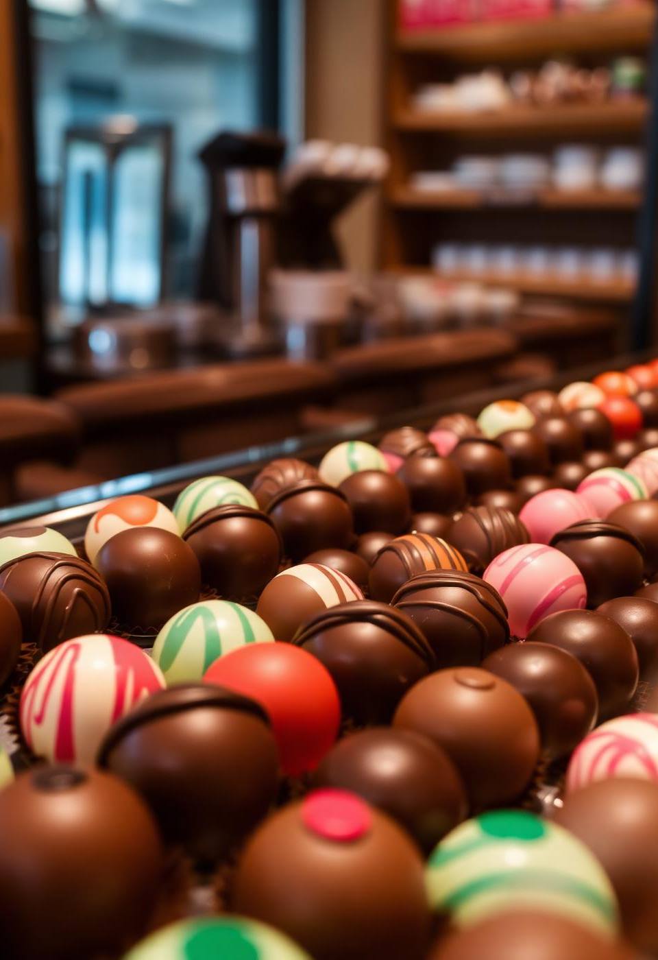 Dote Coffee Bar — Full artisan chocolate program from an in-house master chocolatier, on display in a case beside the espresso machine